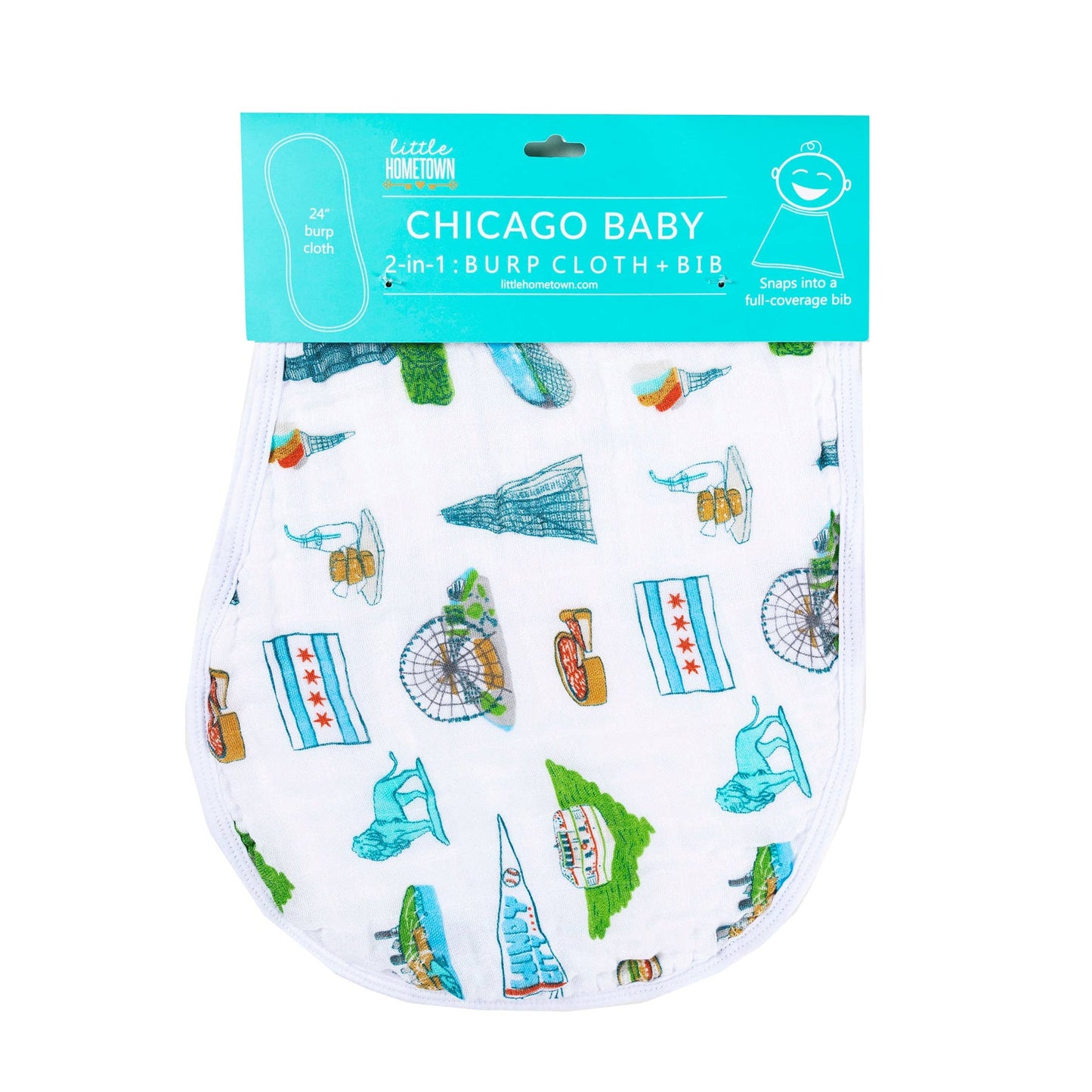 Chicago Baby 2-in-1 Burp Cloth and Bib (Unisex)