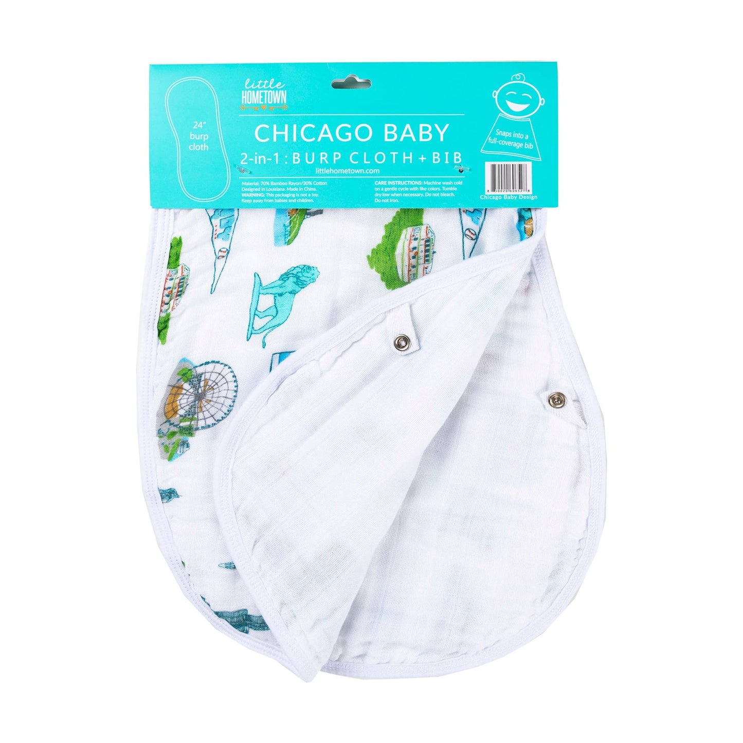 Chicago Baby 2-in-1 Burp Cloth and Bib (Unisex)