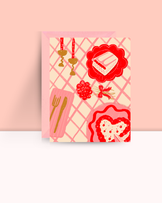 Pink Table Scape Greeting Card