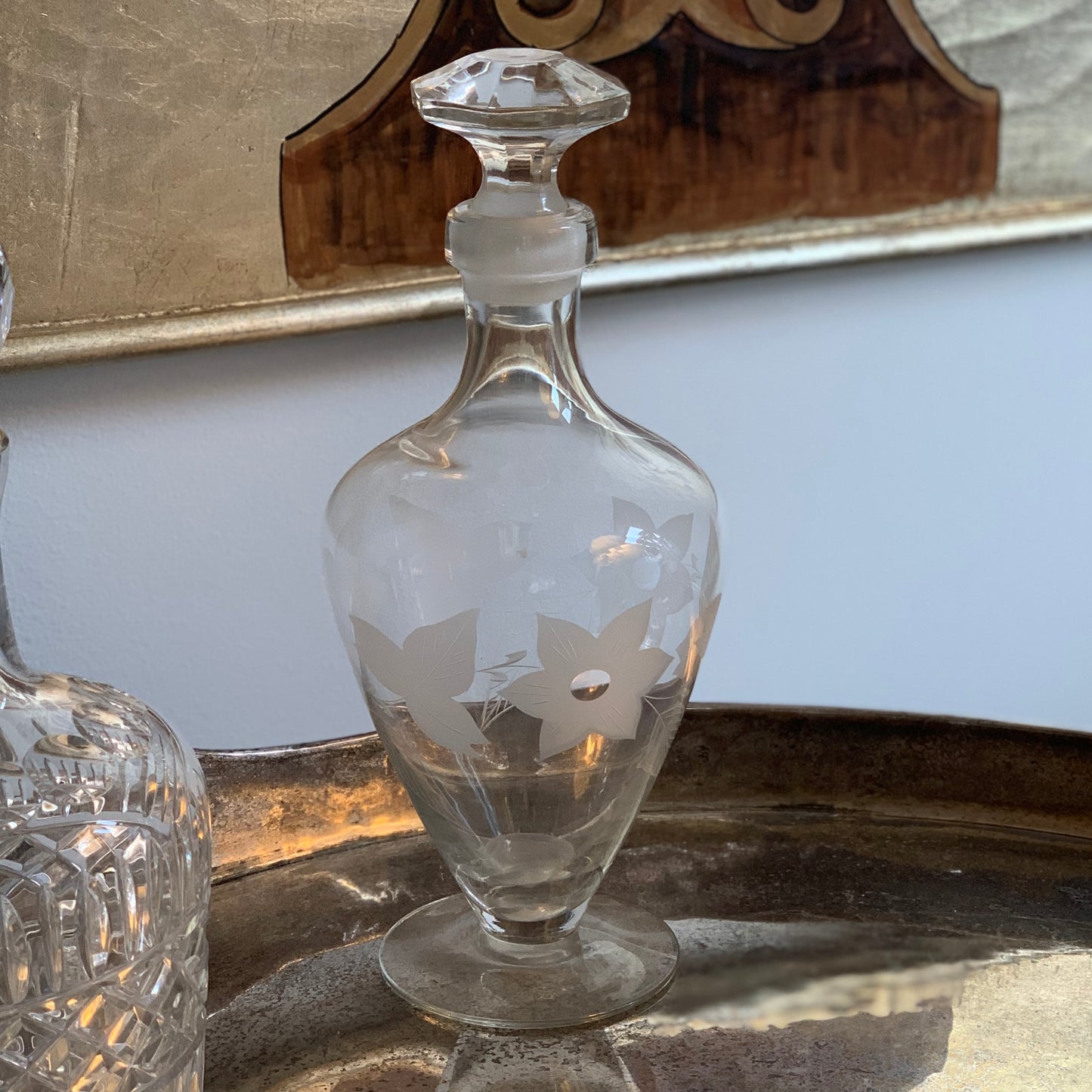 Etched Leaf Decanter