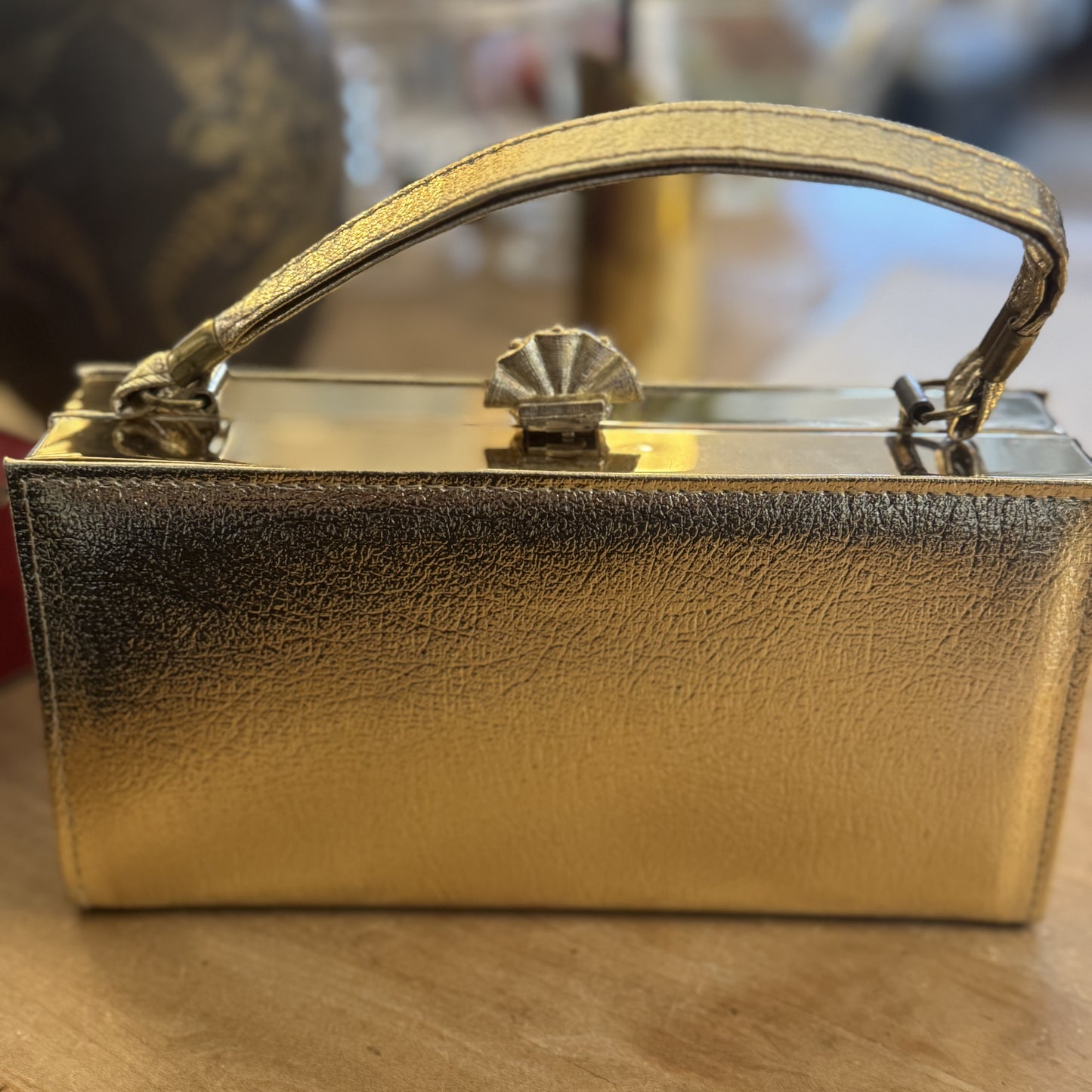 Vintage Gold Vinyl Box Purse