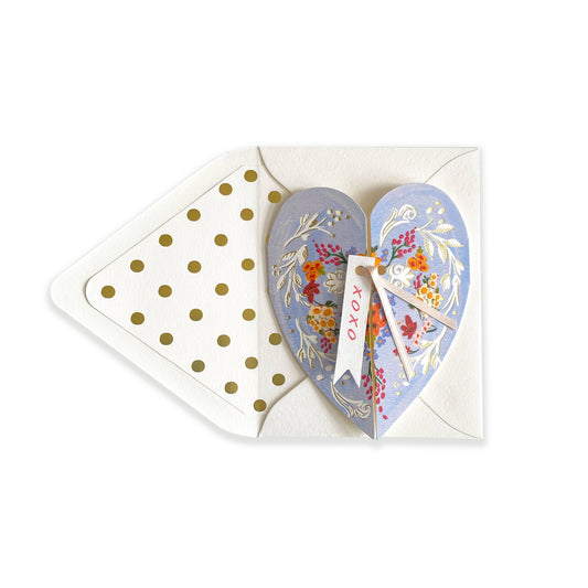 XOXO Blue Heart Love Greeting Card