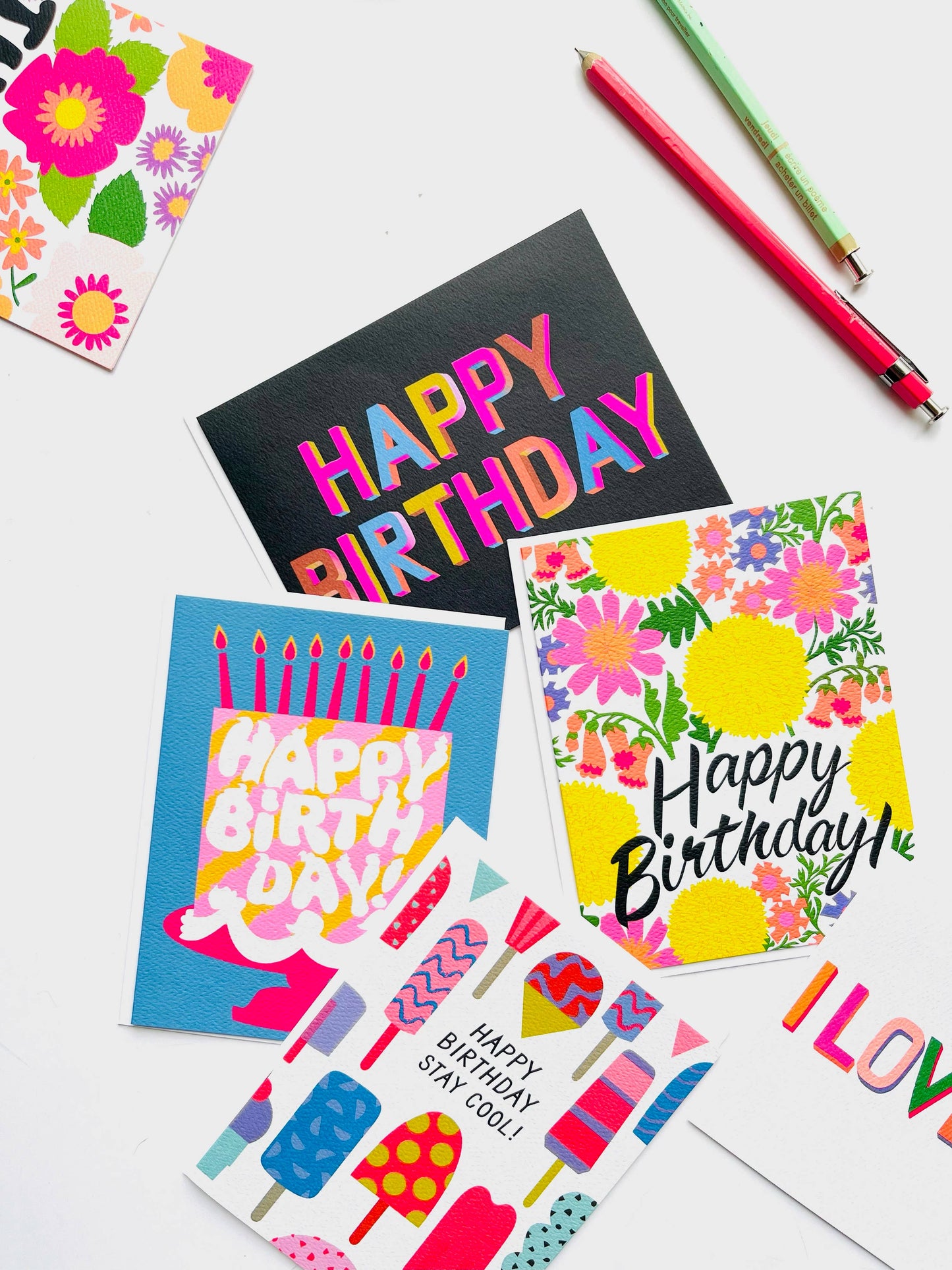 Neon Brights I Love You Card