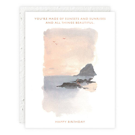 Sunset on the Rocks - Birthday Card